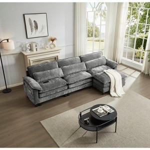 TiramisuBest L Shape Chenille Modular Sectional Sofa with Ottoman Deep Seat Cloud Couch Memory Foam Cushions and 5 Pillows, 120"*32"*38.3" - 1 of 4