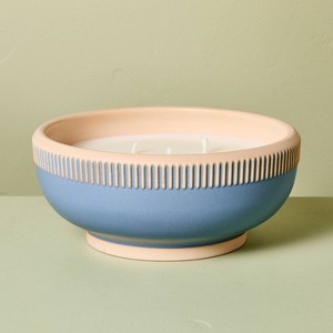 4-Wick Rim Stripe Ceramic Sun and Citron Ceramic Jar Candle Blue - Hearth & Hand™ with Magnolia - 1 of 4