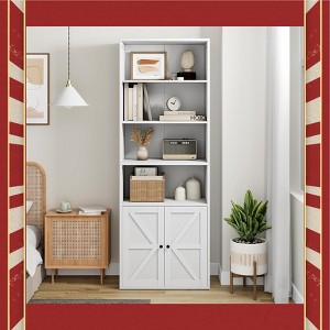 Garvee 71.4 Inch Tall Industrial Bookcase with Doors ¨C Farmhouse 6-Shelf Display Storage for Home Office, Living Room, Bedroom, - 1 of 4