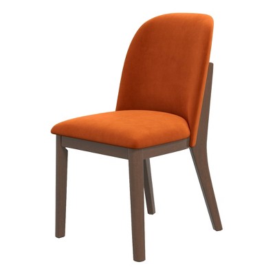 Gulches Burnt Orange Velvet Dining Chairs - Mid-Century Modern Set with Wood Legs