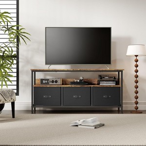 Jojoka 47.2 Inch Dresser TV Stand Fits for TVs up to 55 Inch, Small Media Console Table with 3 Fabric Drawers and Open Shelf - 1 of 4