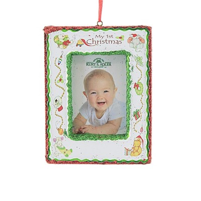 Holiday Ornament 4.25" My 1St Christmas Photo Frame Ornament Baby's First  -  Tree Ornaments