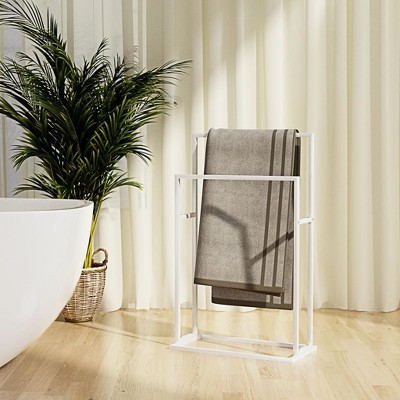 vidaXL Towel Rack White Iron Industrial Towel Rack Rectangular