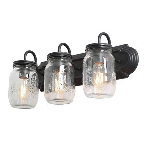 LNC Aries 19-in 3-Lights Black and Mason Jar LED Farmhouse Vanity  Lights - 1 of 4