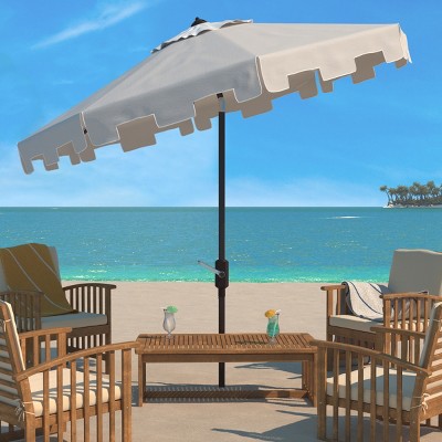 Zimmerman 11-Foot Beige and White Aluminum Market Umbrella
