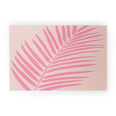 Daily Regina Designs Pink And Blush Palm Leaf 30" x 20" Welcome Mat - Society6