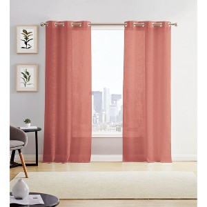 Dainty Home Hannah 2-pack Linen Textured Light Filtering Grommet Window Panels - 1 of 3
