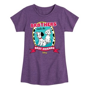 Girls' - 101 Dalmatians - Brothers Make the Best Friends Fitted Short Sleeve Graphic T-Shirt - 1 of 4
