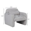 Grungis Upholstered Accent Chair with Arms and Pillow,29.9"W Sofa Chair,Teddy Fleece Arm Chairs for Bedroom,Reading Room,Gray/Beige/Pink - 3 of 4