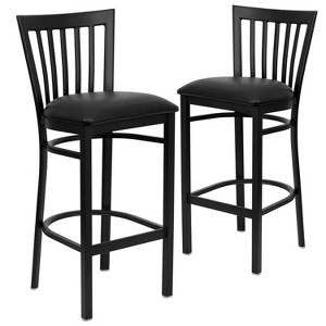 Emma and Oliver 2 Pack School House Back Metal Restaurant Barstool - 1 of 4