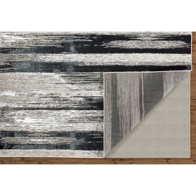 Micah Gray and Black Geometric Cotton Silk Area Rug