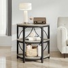 Lirago Gray Half-Round 3-Tier Side Table or End Table Rustic Wood and Black Metal Frame for Storage and Decor - 3 of 4