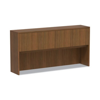 Modern Walnut Woodgrain Laminate Hutch with Doors