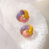 SOHI Women's Lemon Yellow:Blush Pink The Overlap Stud Earrings - 2 of 4