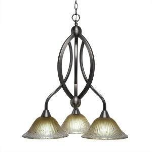 Toltec Lighting Bow 3 - Light Chandelier in  Brushed Nickel with 10" Amber Crystal  Shade - 1 of 1