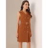 Allegra K Women's Sleeveless V Neck Notched Lapel Double Breasted Belted Work Office Dress - 3 of 4