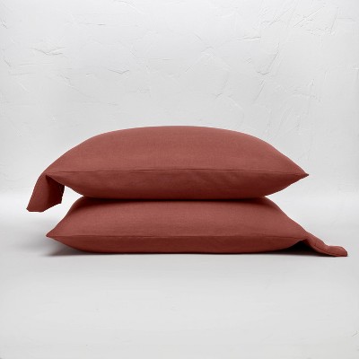 King 100% Linen Solid Pillowcase Set 