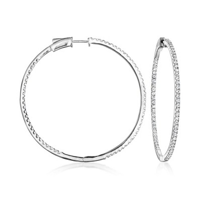 Ross-Simons 2.00 ct. t.w. Diamond Inside-Outside Hoop Earrings in Sterling Silver