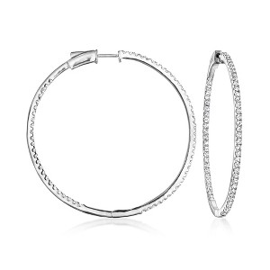 Ross-Simons 2.00 ct. t.w. Diamond Inside-Outside Hoop Earrings in Sterling Silver - 1 of 4
