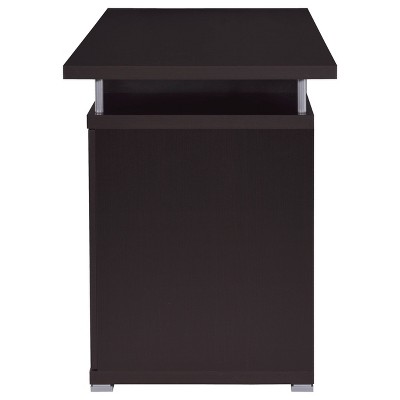 Cappuccino Brown Wood Office Desk with Drawers and Keyboard Tray