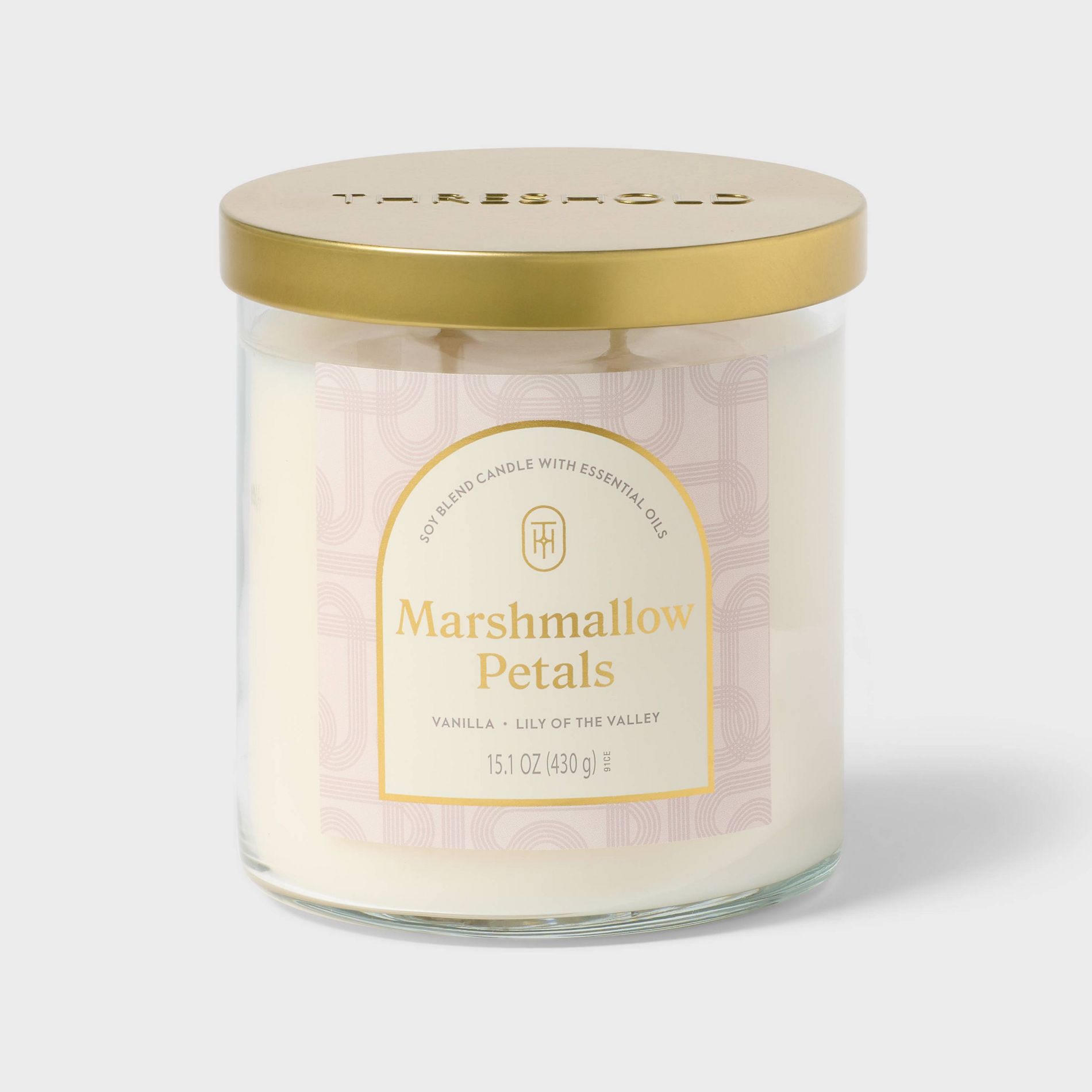 2 Wick Lidded Glass Marshmallow Petals Jar Candle Off-White 15.1oz - Threshold™