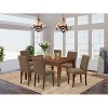 HomeStock 7-Pc Rectangle Mahogany Finish Solid Wood Top Dining Table with 6 Parson-Chairs - 2 of 4