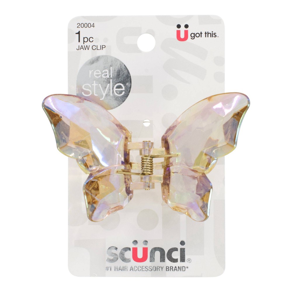 scünci Large Crystal Butterfly Claw Clip - Clear - All Hair