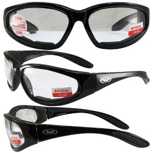Global Vision Eyewear Hercules Bifocal Safety Motorcycle Glasses with +2.0 Bifocal Clear Lenses - 1 of 4