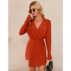Women's Long Sleeve V Neck Mini Wrap Dress Belted Split Business Casual Work Short Shirt Blazer Dress - 4 of 4