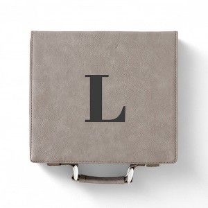Personalization Mall Grey Leatherette Poker Chip Set - 1 of 2