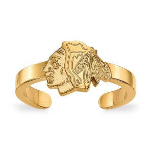Black Bow Jewelry 10k Yellow Gold NHL Chicago Blackhawks Toe Ring - 1 of 4