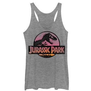 Women's Jurassic Park Logo Sunset Racerback Tank Top - 1 of 3