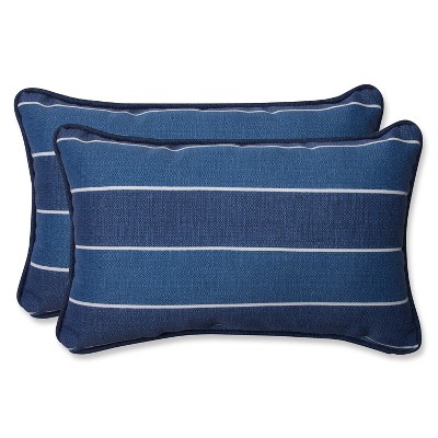 Pillow Perfect Wickenburg Outdoor 2-Piece Lumbar Throw Pillow Set - Blue