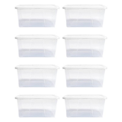 Homz 12-Quart Snaplock Clear Plastic Storage Tote Container Bin with Secure Lid and Handles for Home and Office Organization (8 Pack)