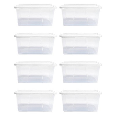 Homz 31 Quart Heavy Duty Clear Plastic Stackable Storage Containers, 12 Pack