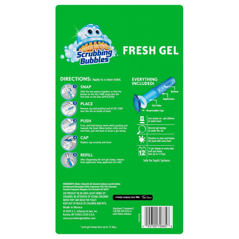 Scrubbing Bubbles Rainshower Scent Fresh Gel Toilet Cleaning Stamp, 4 of 13