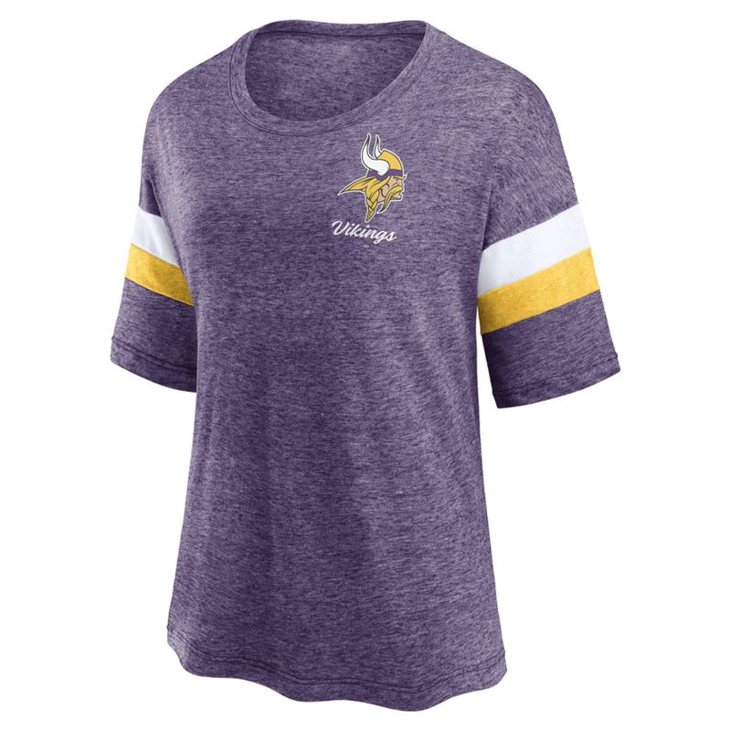 NFL Minnesota Vikings Women&#39;s Weak Side Blitz Marled Left Chest Short Sleeve T-Shirt, 2 of 4