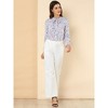 Allegra K Women's Vintage Floral Tie Neck Long Sleeve Ruffled Collar Peasant Blouse - 2 of 4