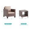 Sonkuki 3-Piece Patio Sofa Set Outdoor Wicker Rattan Furniture Set Conversation Set with Side Table, Cushions - 2 of 4