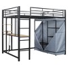TiramisuBest Twin Size Loft Metal Bed with Desk,Shelves,Power Outlet,LED Light and Wardrobe - 4 of 4