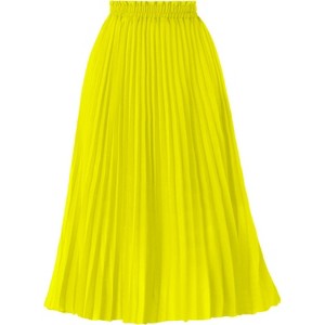 Women's High Waist Pleated A-Line Midi Skirt - Swing Flare Design A-yellow - 1 of 4