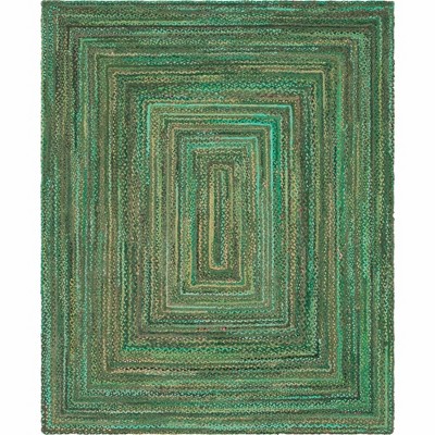 Handmade Green Braided Cotton Indoor Area Rug 8x10