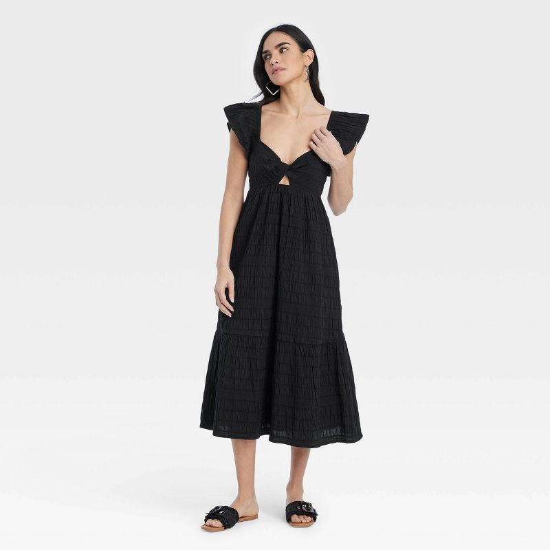 Women's Flutter Short Sleeve Midi A-Line Dress - Universal Thread™, 1 of 12