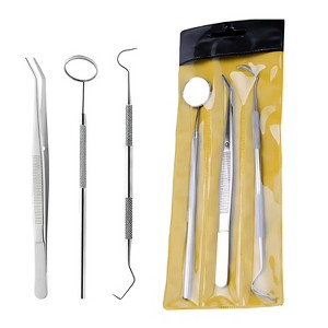 Kitcheniva Stainless Steel Dental Tools 3 Pcs - Plaque & Tartar Scraper, Mirror & Tweezers - 1 of 4