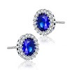 Guili Sterling Silver Colored Cubic Zirconia Round Halo Stud Earrings, a Radiant and Classic Jewelry Piece for a Versatile and Elegant Appeal - 4 of 4