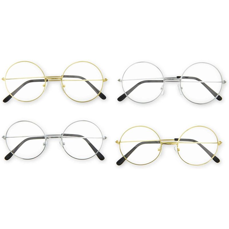 Zodaca 4 Pack Wizard Glasses, Halloween Costume Accessories, Cosplay, Gold and Silver, 1 of 9