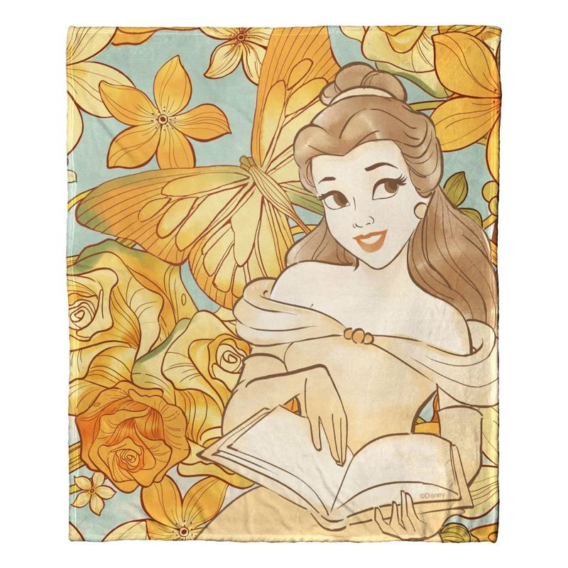 50&#34;x60&#34; Disney Princess Floral Fantasey Belle Silk Touch Kids&#39; Throw Blanket, 4 of 5