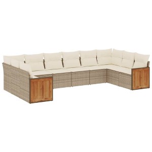vidaXL Garden Sofa Set Beige PE Rattan, Powder-Coated Steel, Polyester - 1 of 4