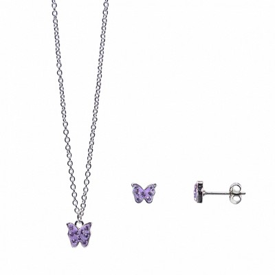 FAO Schwarz Stone Butterfly Necklace and Earring Set
