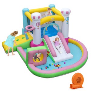 Safstar Inflatable Bounce House w/ Slide Jumping Area Obstacle Ball Pit w/ 502W Blower - 1 of 4
